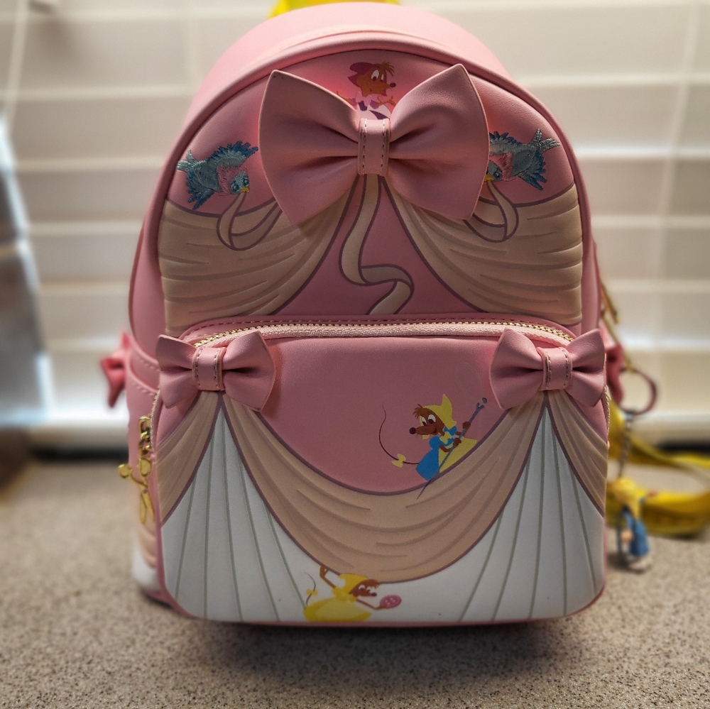 Loungefly Cinderella 70th anniversary backpack mice sewing pink